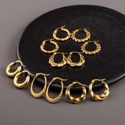 Picture of French-Ins 18K gold-plated titanium croissant-twist hoops