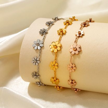 Picture of Euro-chic daisy anklet—titanium-steel shine that never wilts
