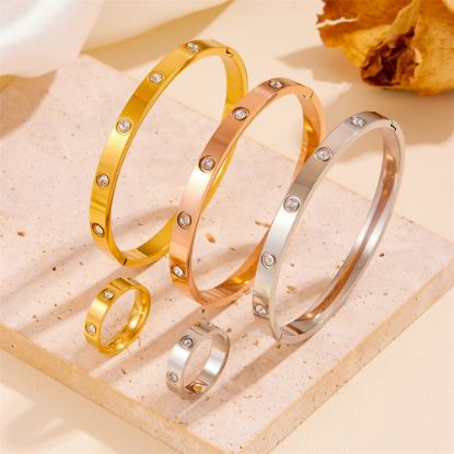 Picture of 18K gold-plated, hand-polished titanium-steel nail-bangle