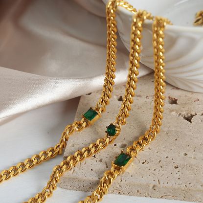 Picture of Euro-US streets Hip-hop titanium-steel 18K gold-finished cuban chain set