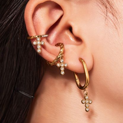Picture of Titanium Cross Earrings – 5A Zircon Pavé